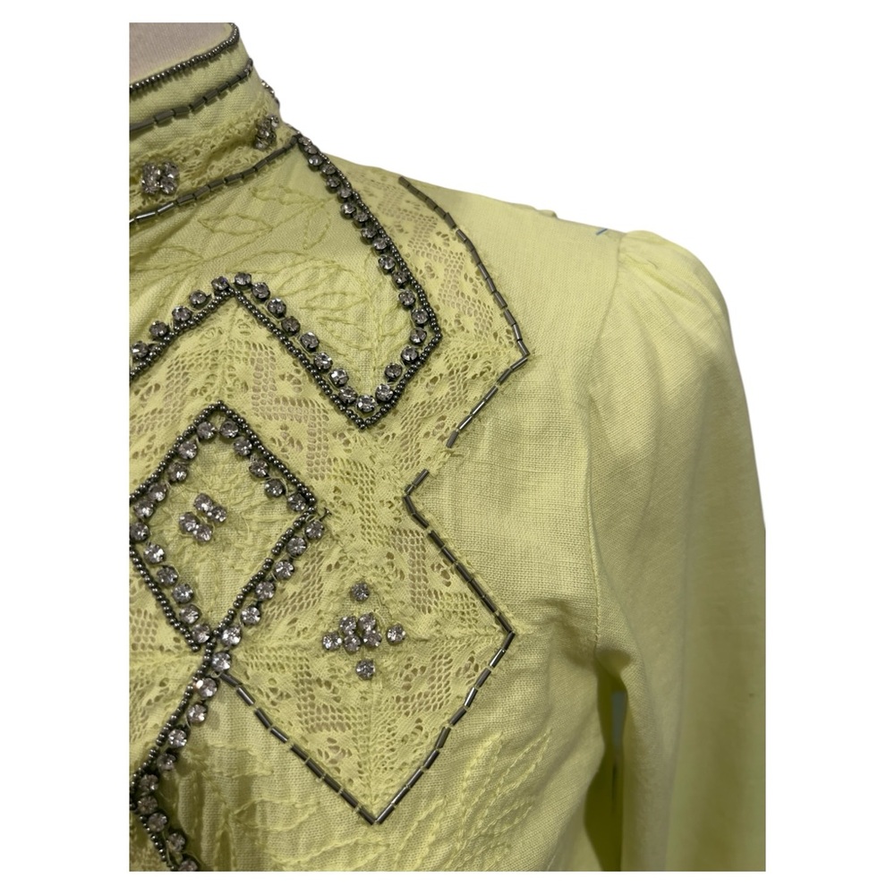 Lime Green & Rhinestone Pilcro Blouse by Anthropologie Size XS - Picture 6 of 10